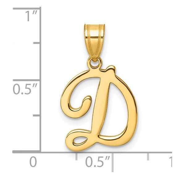 Kazi Luxury 14k Yellow Gold Script Letter D Initial Pendant - Picture 4 of 4